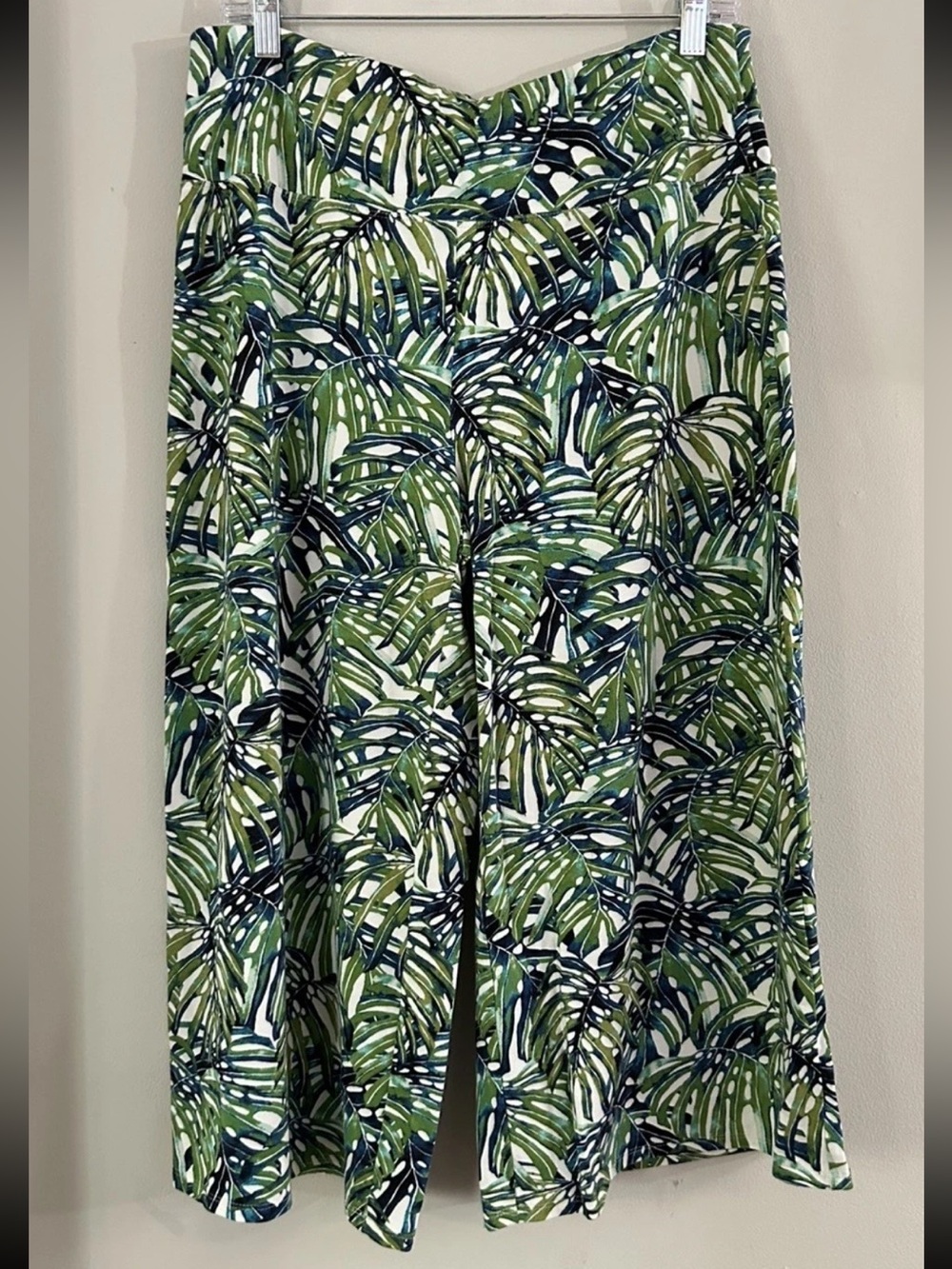 J. Jill Wearever Green Blue Smooth Fit Wide Leg Cropped Gaucho Pant Size Medium